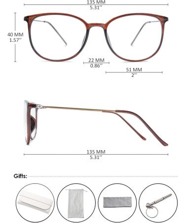 Koosufa Classic Retro Round Panto Glasses - Unisex Vintage Prescription-Free Frames with Case - Brown Nerd Glasses - Buy Online on SooperMarket.com