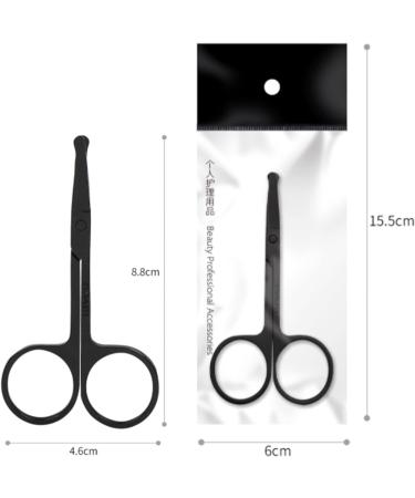 CXAFQ 2Pcs Professional Small Ear Nose Hair Scissors with Curved Safety Blades & Rounded Tip for Trimming Small Details Facial Hair Trimming Nasal Hair(Black) - Buy Online on SooperMarket.com