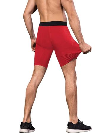 ABTIOYLLZ Men's Compression Shorts 3 Pack - Red Medium with Pockets - Buy Online on SooperMarket.com