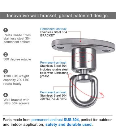 SELEWARE Silent Ball Bearing Swing Hangers - Heavy Duty 360 Rotate Swivel Hook for Playground, Yoga Hammock, Punching Bag - 1200lb Capacity - Buy Online on SooperMarket.com