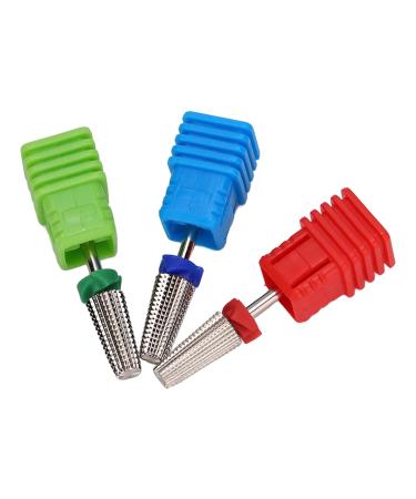 3PC Safety Nail Drill Set - Professional Polishing Tools for Acrylic & Gel Nails | Medium-Fine Coarse Bits (Silver) - Ideal for Nail Art & Care - Buy Online on SooperMarket.com