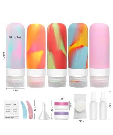 Heymkgo Silicone Travel Bottles Set - 5 Pack 90ml Refillable Squeeze Travel Containers for Easy Filling - Perfect for International Travel - Buy Online on SooperMarket.com