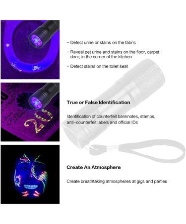 TOINGO UV Flashlight 9 LED 395nm Blacklight Detector for Dog Urine & Pet Stains - Buy Online on SooperMarket.com