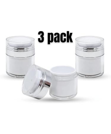 3-Pack Airless Pump Jars - 1.7 oz Refillable Cosmetic Cream Jars - Travel-Friendly Containers for Face Creams and Moisturizers - Buy Online on SooperMarket.com