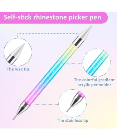 Bewudy 3 Pcs Nail Rhinestone Picker Dotting Pen Set - Dual-Ended Wax Pencil Tool for Nail Art DIY Decoration (White Pink Purple) - Buy Online on SooperMarket.com