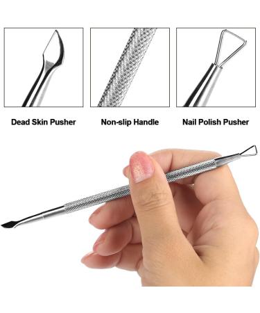 LANTRO JS Cuticle Pusher and Cutter Set 5.4" Stainless Steel Double Head Gel Nail Polish Peeler Scraper Nail Polish Gel Scraper Peeler Fingernails Toenails - Buy Online on SooperMarket.com