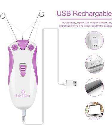 Rose Red Cordless Electric Facial Threading Hair Removal for Women - Rechargeable Face Hair Remover for Vellus Hair on Face & Chin - Buy Online on SooperMarket.com