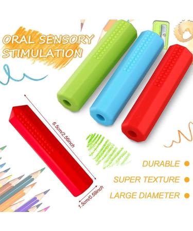Gehanico 6-Part Sensory Chewing Pencil Cover Set | Chewable Pencils for Autism | Oral Motor Skills | 3 Colors for Sensory Children - Buy Online on SooperMarket.com