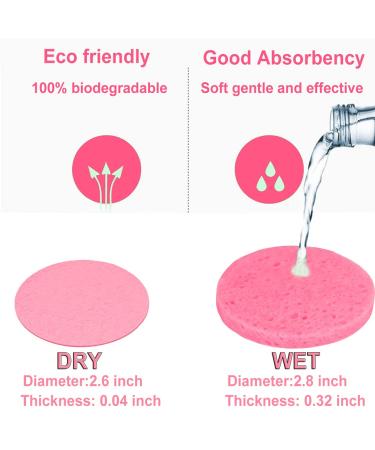 50-Count Compressed Facial Sponges - 100% Natural Cellulose Spa Sponges for Cleansing, Exfoliating, and Makeup Removal - Pink - Buy Online on SooperMarket.com