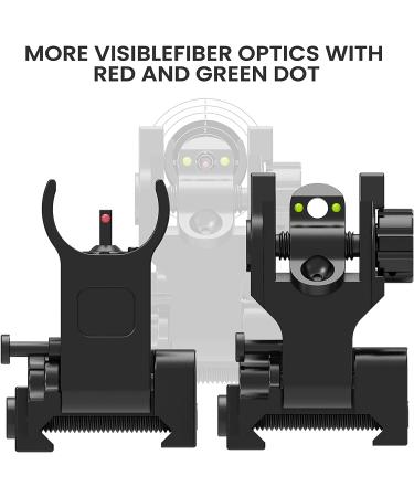 Feyachi S27 Fiber Optic Iron Sights Set with Red/Green Dot Picatinny Backup - Front & Rear Flip Up - Buy Online on SooperMarket.com