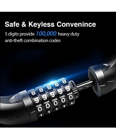 NDakter 5-Digit Combination Bike Chain Lock - Heavy Duty Anti-Theft Security for Bicycle, Scooter, Motorcycle - 3.2 ft Long - Resettable - Black - Buy Online on SooperMarket.com