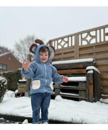 Volunboy Baby Boys Fleece Hooded Jacket - Toddler Full Zip Cartoon Coat, 3-4 Years Blue - Buy Online on SooperMarket.com