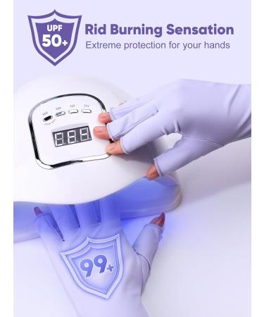 Premium UV Protection Gel Manicure Gloves - Fingerless Anti UV Gloves for Nail Lamp & Skin Care - Light Purple - Buy Online on SooperMarket.com