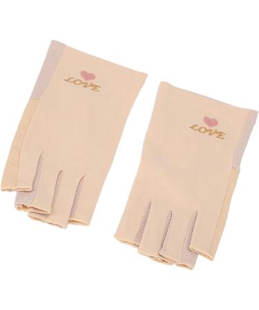 Manicure Gloves UV Protection Stretchy Breathable Fingerless Fiber Cotton Nail Lamp Gloves for Home Salon Grey (Light Yellow) - Buy Online on SooperMarket.com