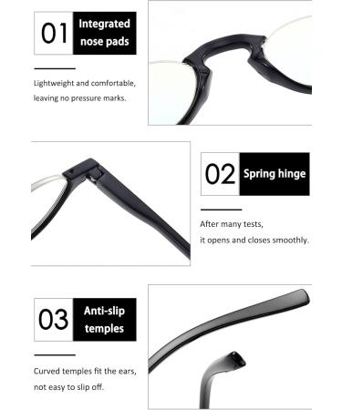 Koosufa Anti Blue Light Reading Glasses for Men & Women | Fashion Semicircular Floral Filter | Anti-Fatigue Visual Aid | Strengths 1.0 to 3.5 - Buy Online on SooperMarket.com