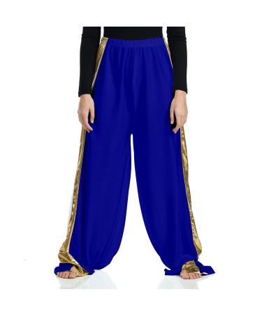 Danzcue Adult Praise Dance 2 Tone Palazzo Pant Deep Purple-gold Small-Medium