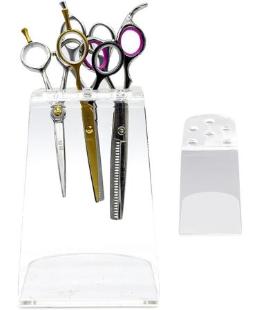 Scissors Holder for Hair Stylist | Acrylic Salon Scissors Holder - Groomer Scissor Stand Hairdresser Organizer- Clear 6 Holes Stylist Tool Rack for Barber Shop Home - Buy Online on SooperMarket.com
