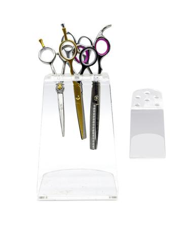 Kasmole Salon Shear Holder | Acrylic Hairdresser Scissor Holder | Groomer Scissors Rack 6- Clear Combs Storage Desktop Organizer for Stylists for Barber Shop Home