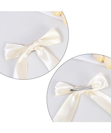 2 Pack Hair Bows for Girls and Women Large Bow Hair Clips Hair Barrette with Long Silky Satin Hair Accessories for Girls Black Beige - Buy Online on SooperMarket.com