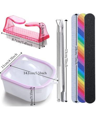 Borogo Nail Soaking Bowl Set for Gel Polish Removal and Manicure - Includes Brush, Pusher, Peeler, File, and Buffer Block - Buy Online on SooperMarket.com