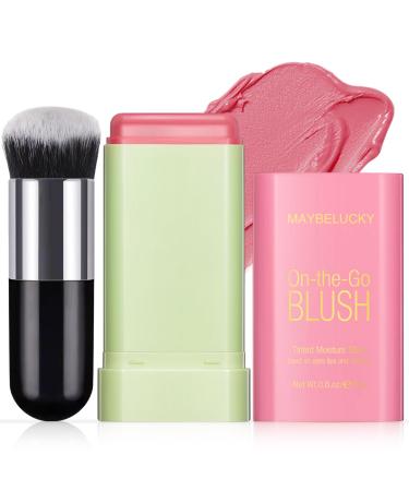 Newbang Glow Blush Stick multi-purpose Cream Rouge For the cheeks travel-friendly tinted festival rouge moisturizer waterproof natural nude matt matt powder rouge make-up in shy pink pink 25 g (2 Pack)