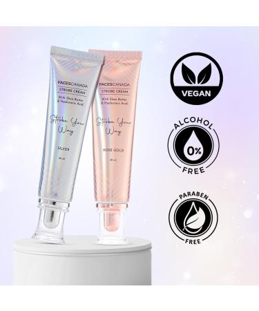 Strobe Cream - Silver 30ml | Primer + Highlighter + Moisturizer | Shea Butter & Hyaluronic Acid | Intense Hydration | Flawless Radiant Dewy Skin | Illuminating & Glowing Makeup Base - Buy Online on SooperMarket.com