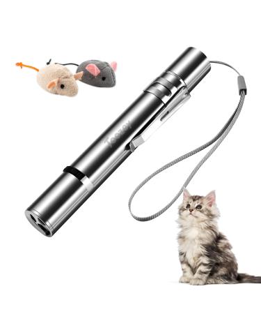 Toozey Cat Toys LED Light Pointer Interactive Chase Cat Dog Toys Cat Interactive Toys Wand 7 in 1 Function Cat Chaser Toys USB Rechargeable Bonus Two little mice toys