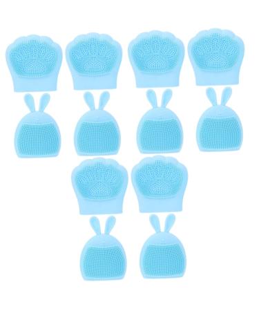 minkissy 12 Pcs Rabbit Ears Facial Brush Manual Face Cleansing Brush Exfoliator Brush Facial Cleansing Tool Face Wash Face for Women Face Pore Brush Pore Brush Silica Gel Portable Miss Light Bluex3pcs 7.5x7.5cmx3pcs