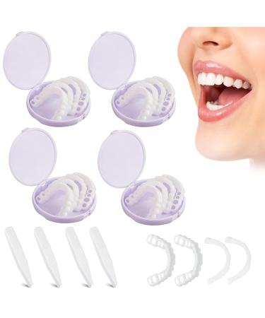 SJENG Smile Bright - 4 Pairs of dentures and 4 Pieces of Tweezers Best Dentures and False Teeth Set with Bonus Tweezers - Enhance Your Smile Today
