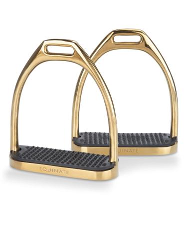 Equinate Stirrups Luna 10cm Gold - With anti-slip rubber tread - For adults and children - 2 pieces