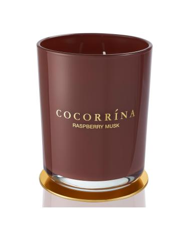 Cocorr na Candle fragrance candle in a glass - raspberry musk burning time up to 46 hours with 2 wicks natural soy candle Christmas gift candle 420g raspberry musk 420g