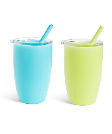 Munchkin Simple Clean Straw Tumbler Sippy Cup Alternative for Toddlers and Kids 10 Ounce 2 Pack Blue/Green