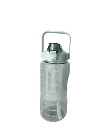 Motivational 64oz / Half Gallon /2L Clear Plastic Sport Drink Water Bottle with Time Marker Straw & Handle, BPA Free leak proof to Track Your Daily Water Intake for Fitness, Gym and Outdoor. (Green)