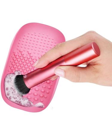 KOMUNJ Silicone Brush Cleaner Silicone Cosmetic Brush Cleaning Mat for Home Travel Easy to Clean Suitable for Dry Cosmetics Pink - Buy Online on SooperMarket.com