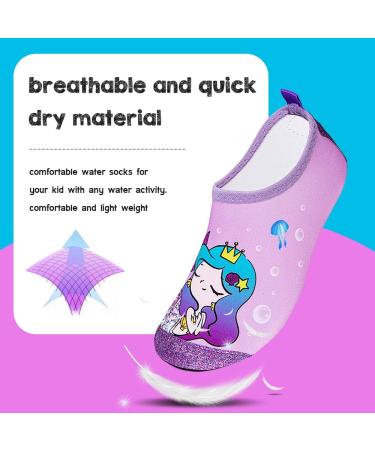 Kids Toddler Water Shoes Quick Dry Aqua Socks Non Slip Beach Swim Pool - D-Purple Shiny Mermaid - Size 12.5-13 Little Kid - Buy Online on SooperMarket.com