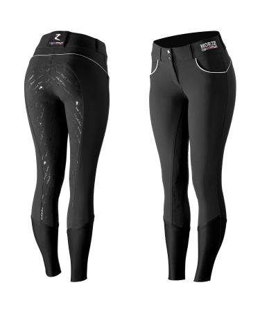 HORZE Nordic Performance Sporty Silicone Grip Full Seat Equestrian Horseback Riding Pants Breeches Black 22
