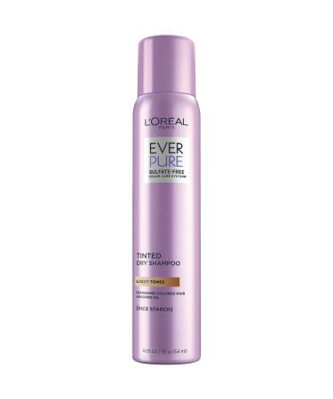 L'Oreal Paris EverPure Sulfate Free Tinted Dry Shampoo for Light Hair, for Blonde Hair, Absorbs Oil, Refreshes Colored Hair, with Rice Starch, Vegan Formula, Paraben Free, Gluten Free, 4 fl oz