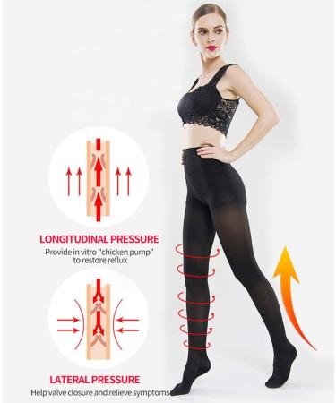 Haodasi Women Compression Pantyhose - 23-32mmHg Medical Support Stockings for Varicose Veins - Black Open Toe - Small - Buy Online on SooperMarket.com