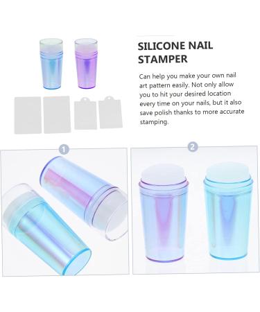 AOKWAWALIY 2 Sets Nail Stamp Nail Kits Girl Nail Art Printing Accessory Nail Art Stencils Nail Accessories Nail Pattern Printing Stamper Silica Gel Scraping Board Fully Transparent 6.5X3X3CM Purple Blue - Buy Online on SooperMarket.com
