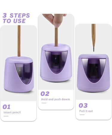 Electric Pencil Sharpener - AZLNRMU Cute Design Pencil Sharpener with Pencil Saver Suitable for Colored Pencils(6-8.5mm)  Blade to Fast Sharpen  Gift for Students/Primary School/Office (Purple) - Buy Online on SooperMarket.com