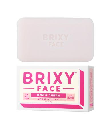 BRIXY Blemish Control Facial Cleansing Bar Salicylic Acid Unclogs Pores And Balances Natural Oils Ceramides and Niacinamide Promote Heathy Skin Barrier pH Balanced Soap Free Vegan