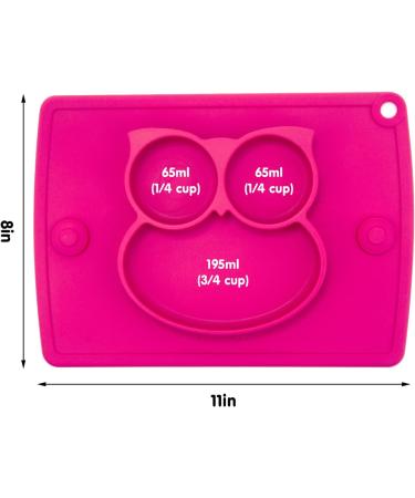 Silicone Divided Toddler Plates - Non Slip Suction Plates for Babies & Kids - BPA Free FDA Approved - 7owl-red - Buy Online on SooperMarket.com