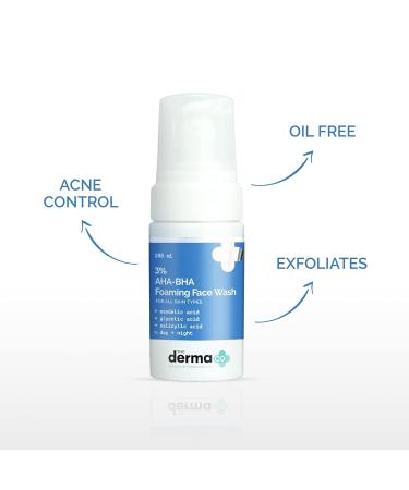3% AHA-BHA Foaming Face Wash | Gently Exfoliates & Unclogs Pores | Controls Acne for All Skin Types | 3.38 Fl Oz/100ml - Buy Online on SooperMarket.com