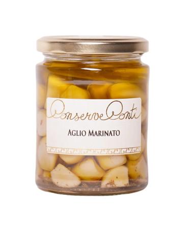 Marinated Garlic Cloves in extravirgin olive oil - One glass jar of 314 ml. - Conserve Conti - Sicilian artisan production