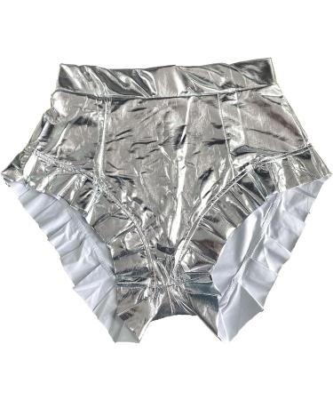 QFMQKPI Women's High Waisted Metallic Booty Shorts with Ruffle Trim - Small, Silver | Nightclub Hot Pants - Buy Online on SooperMarket.com