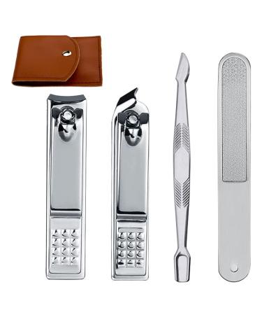 Econtal nail clippers set of 4 small slanted with nail file and cuticle remover cuticle pusher cuticle clippers pliers case