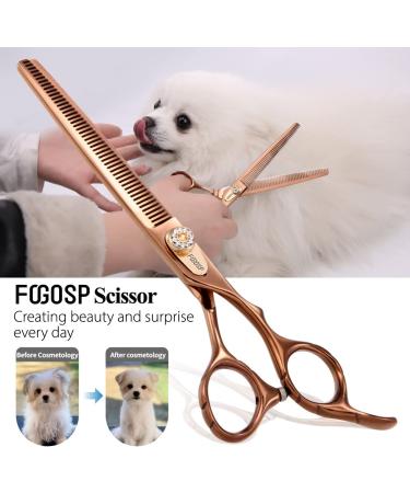 FOGOSP 7 Professional Dog Thinning Shears | Double Sided 48 Teeth Blender Scissors | 25% Thinning Rate Japan 440C (Bronze) - Buy Online on SooperMarket.com