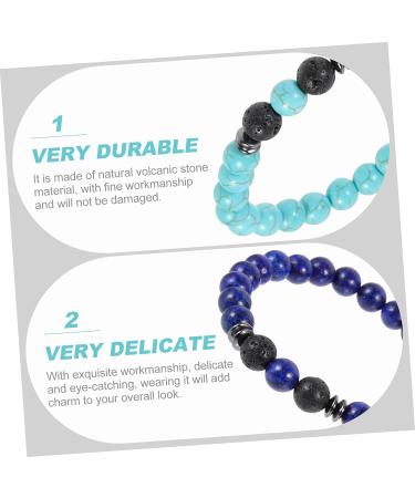Healvian 12 Pcs Volcanic Stone Bracelet Set - Anti Nausea & Motion Sickness Jewelry for Women - Obsidian Magnetic Therapy Anklet & Wrist Chain - Assorted Colors - Buy Online on SooperMarket.com