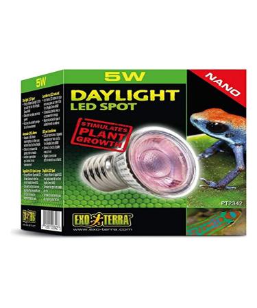 Exo Terra Daylight LED Spotlight Nano LED Daylight Lamp for Use in Reptile Dome Nano 5 W E27 Socket Silver Pack of 1