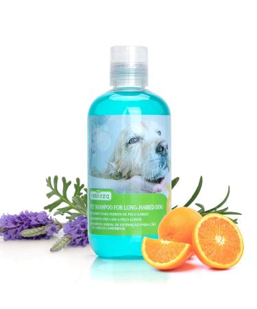 Nobleza dog Hampoo Langhaar with Camellia Sinernsis extract for gloss and combability dog shampoo sensitive to itching and smell phthalate free parabens free lavender citrus fragrance 250 ml